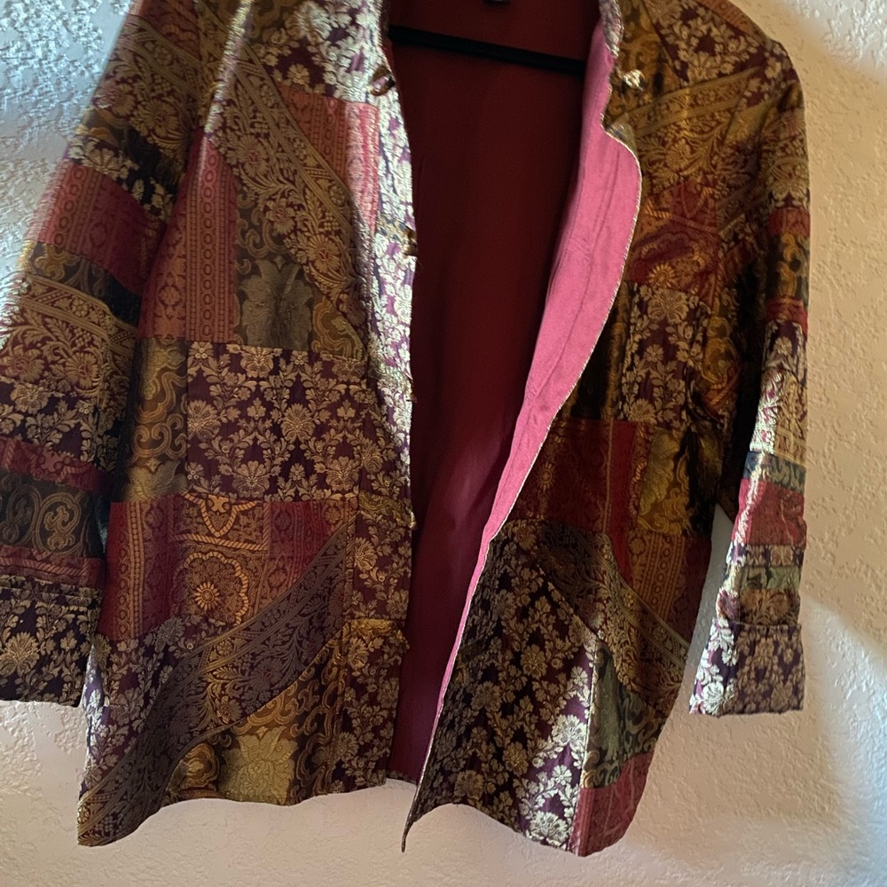 August Max Mandarin Collar Multi Colored Jacket S… - image 8